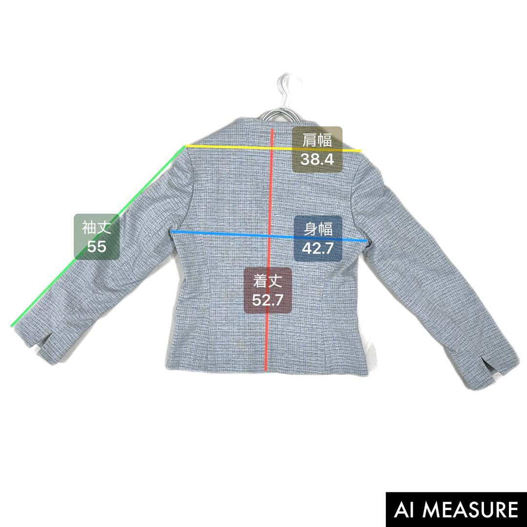 【美品】オリヒカ　ORIHICA ノーカラー セットアップ ブルーグレー　M