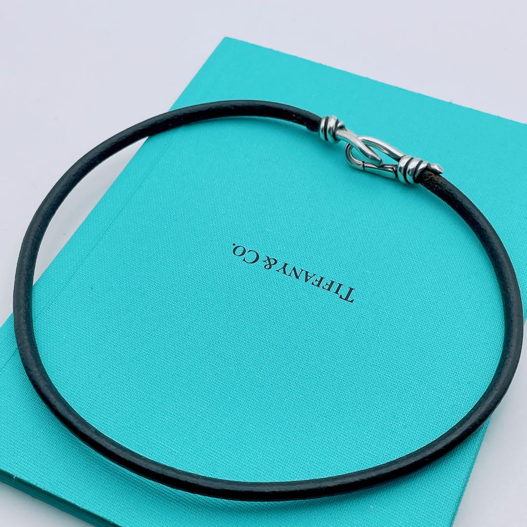 Tiffany & Co. レザー ダブルノット ネックレス ブレスレット 黒