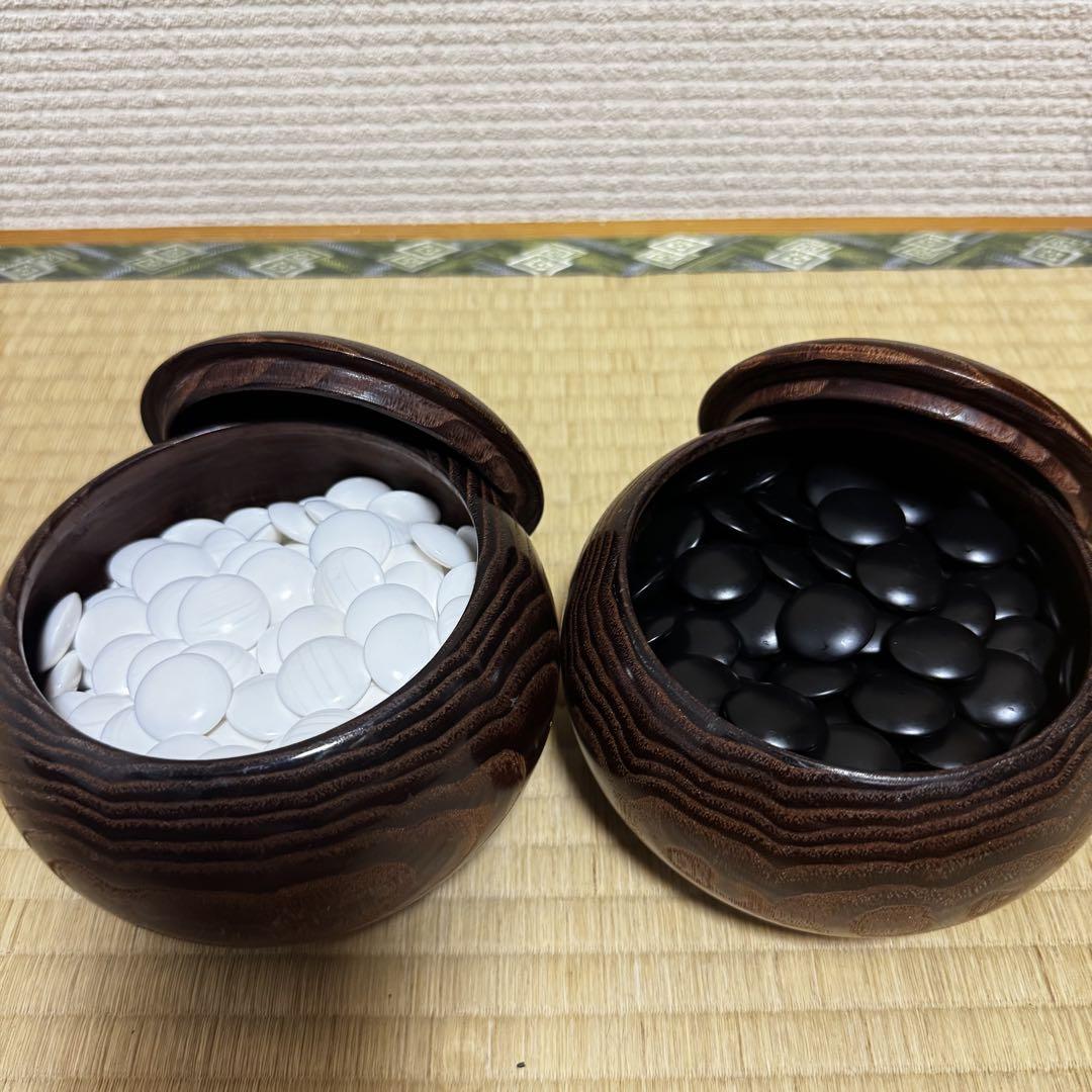 ○碁石 蛤碁石 那智黒石 碁笥 白/184個 黒/183個 40号 42号