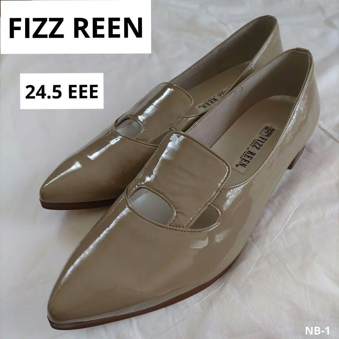 FIZZ REEN ベージュ ポインテッドトゥ フラットシューズ