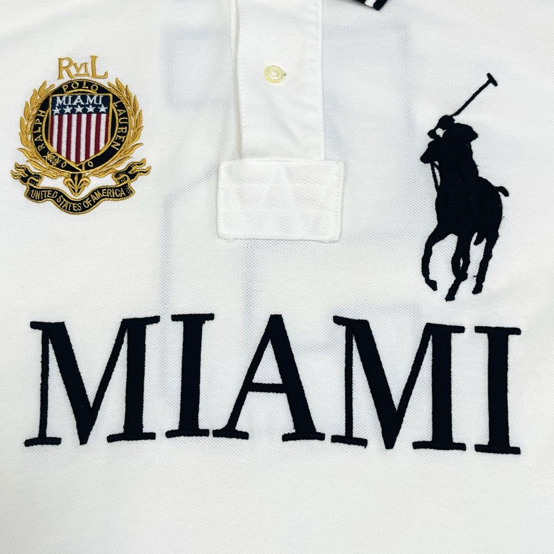 『美品』ラルフローレン ポロシャツ ホワイト ビッグポニー マイアミ MIAMI