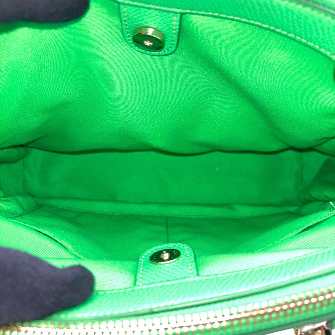 人気の雑貨がズラリ！ 希少・良品】COACH シボ革 グリーン レザー ハンドバッグ 2way バッグ