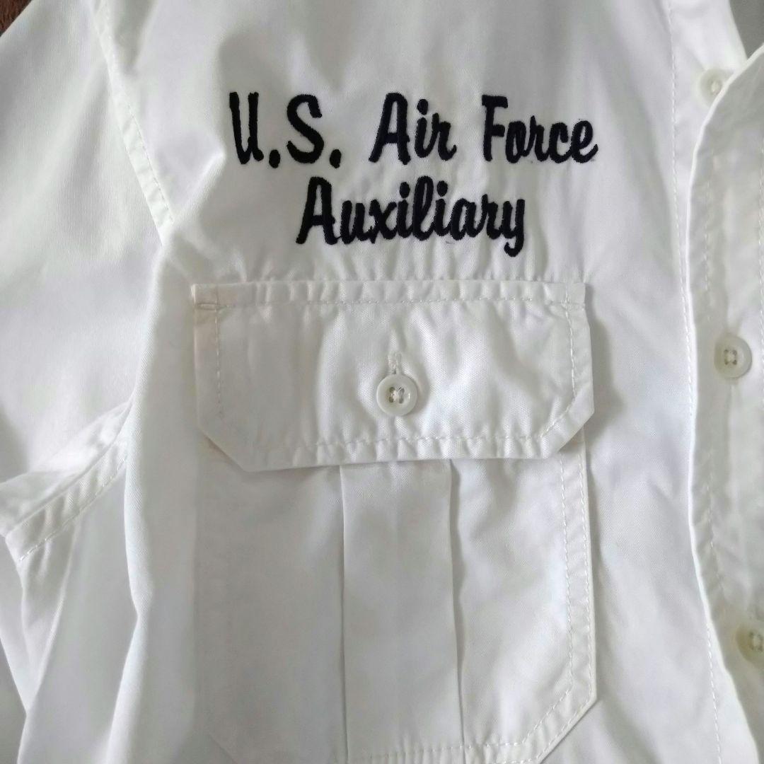 アビレックス avirex 星条旗 刺繍 ワッペン 長袖 シャツ 白 M