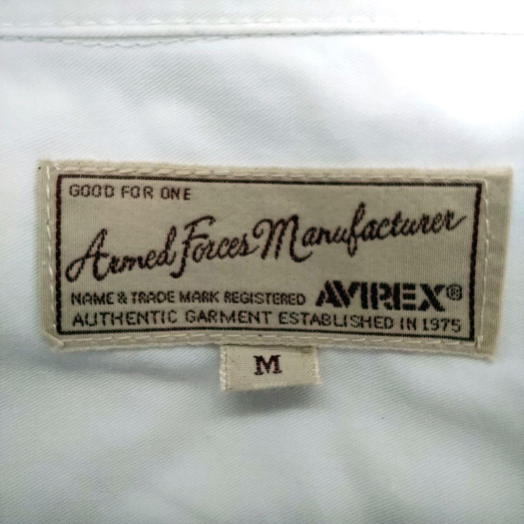 アビレックス avirex 星条旗 刺繍 ワッペン 長袖 シャツ 白 M