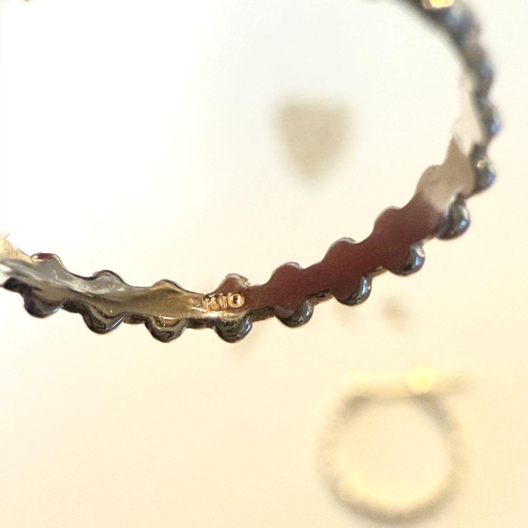 【美品】agete アガット バブルフープピアス K18 K10