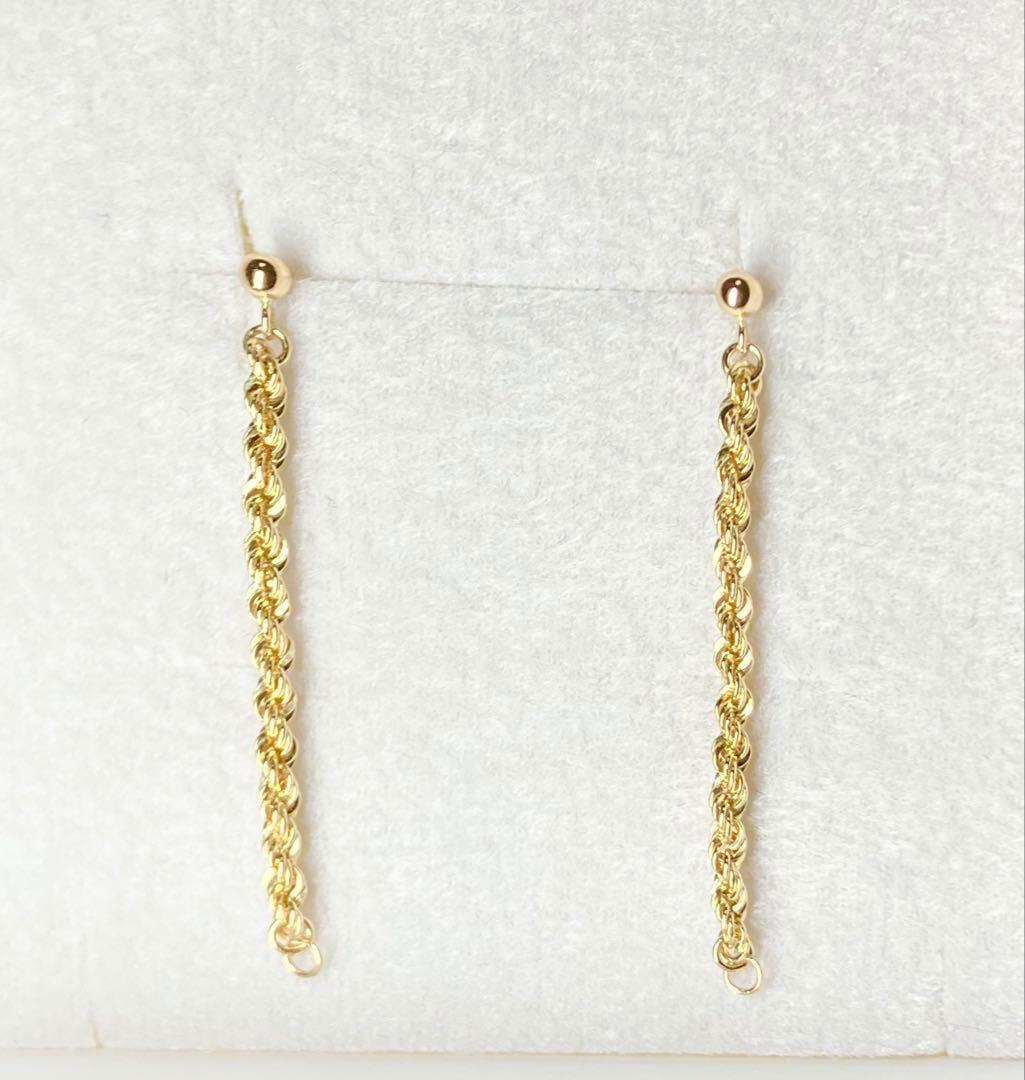 極美品K10両耳ピアス2way（ルボンボン）ageteやプラスヴァンドーム好きに