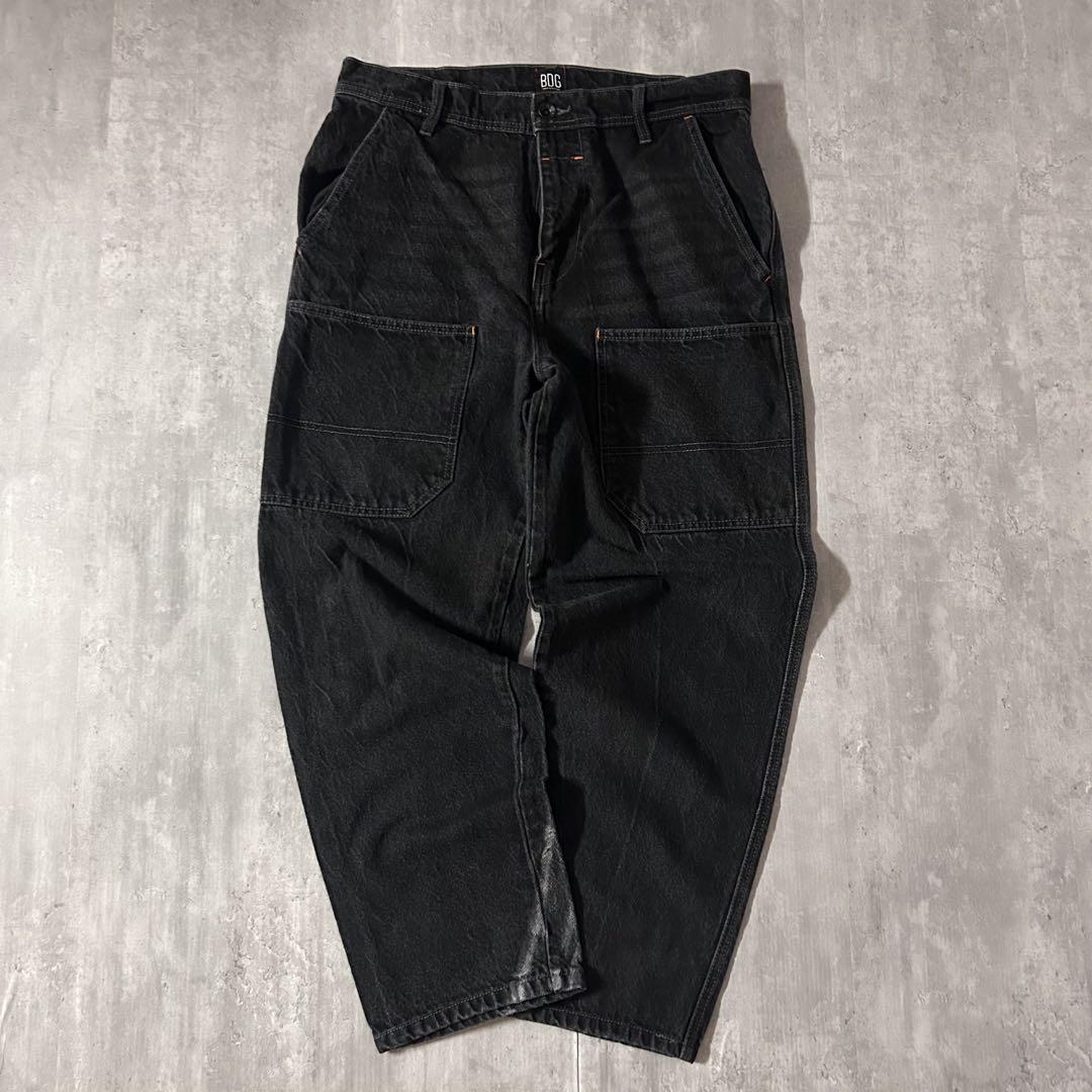 B46【W33】BDG ペインターデニム カーゴパンツ 後染め 黒 キャロット