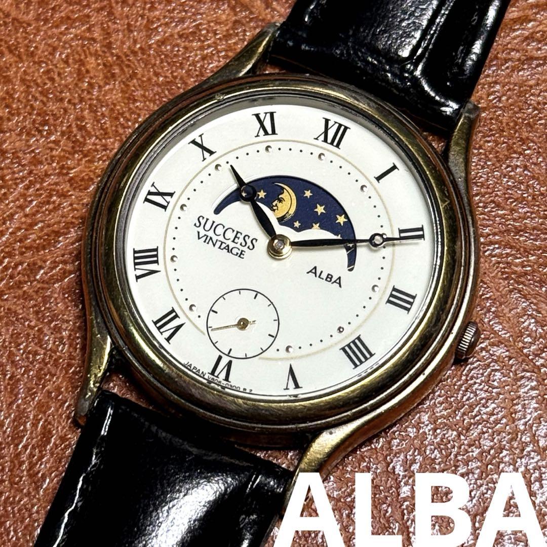 SEIKO ALBA ムーンフェイズ 腕時計 稼動品 ゴールド SEIKO - ALBA ムーンフェイズ 腕時計 デイトの通販 by Arouse 's
