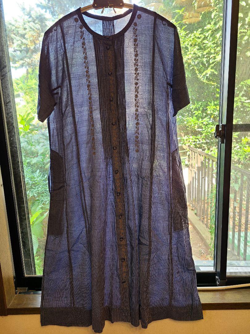 【ISSEY MIYAKE HaaT】 インド手刺繍　ミラーワーク　ワンピース HaaT ISSEY MIYAKE 青 前開きワンピース インド製 size4 - メルカリ