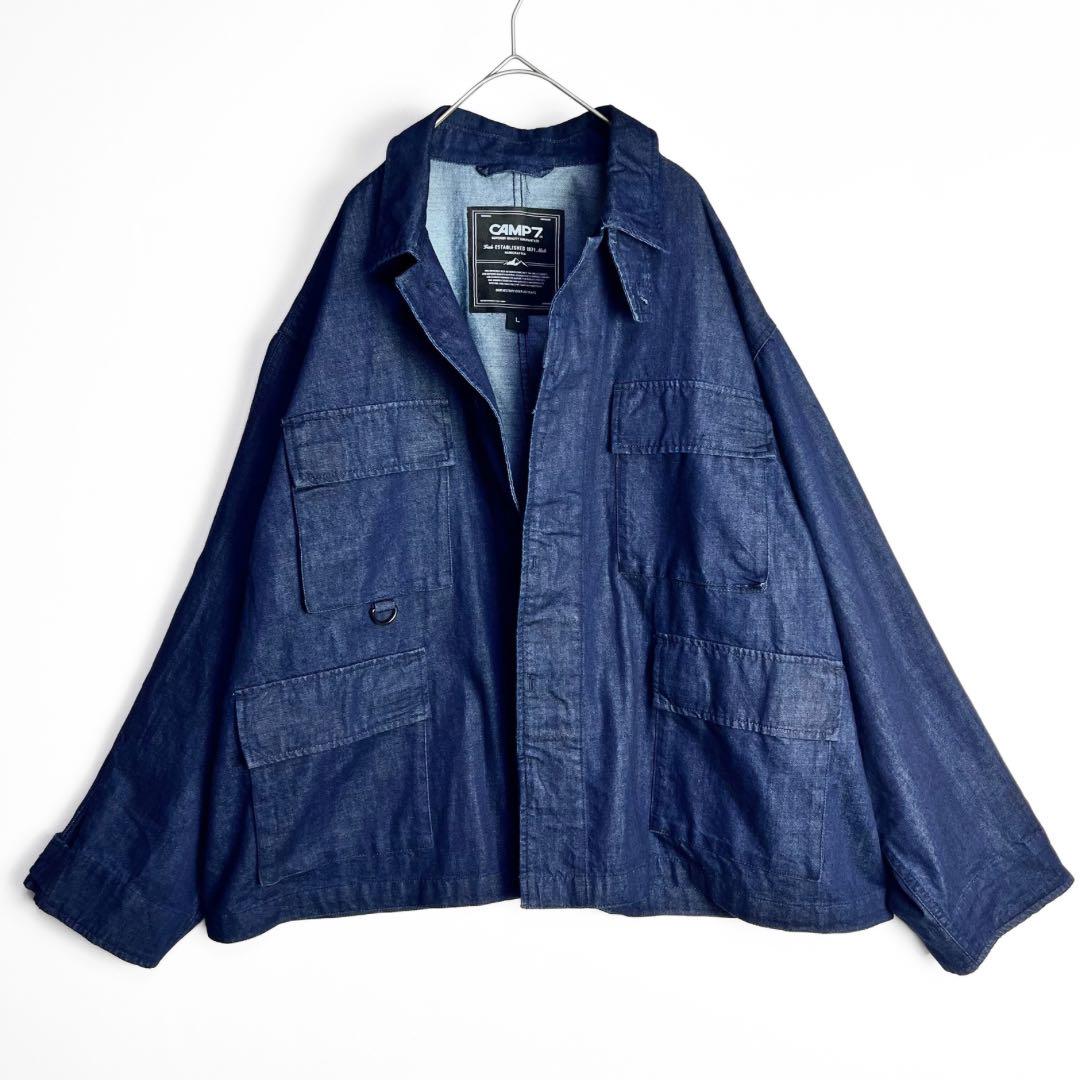 セール中⚡美品✨CAMP7 軽量 デニムミリタリージャケット L スタンドカラー