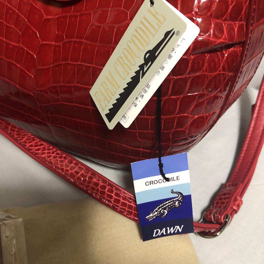 美品！JRAシャイニングクロコダイル2wayバッグ 赤 DAWN TOKYO