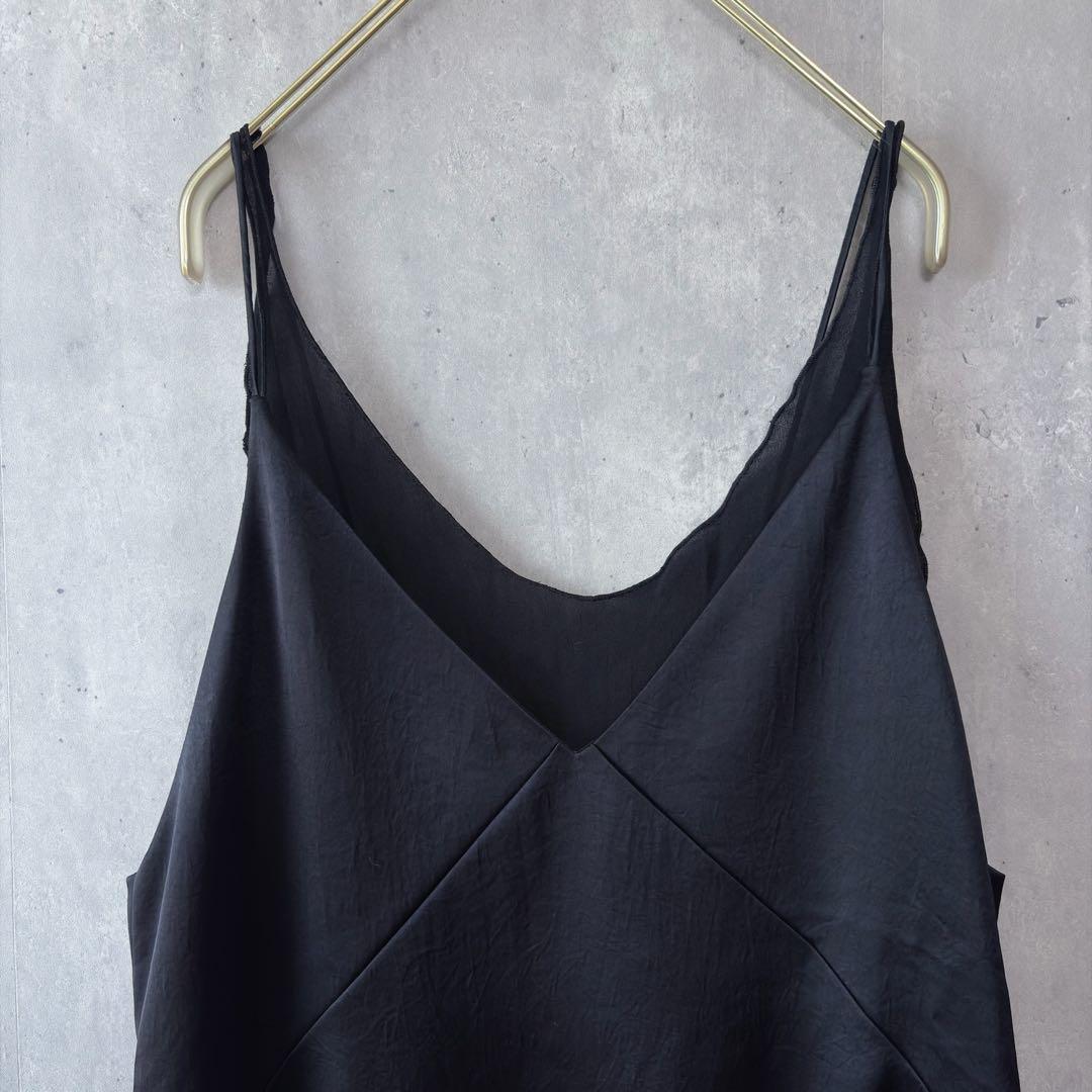 プルミエアロンディスモン　サテンキャミワンピース きれいめ　ブラック
