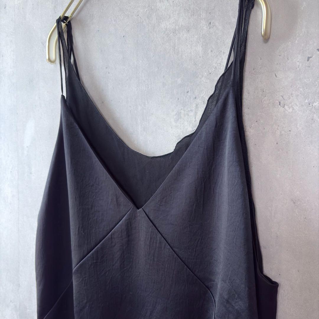 プルミエアロンディスモン　サテンキャミワンピース きれいめ　ブラック