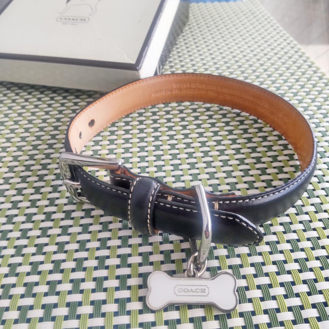 【犬用品】コーチ COACH 黒 レザー首輪S