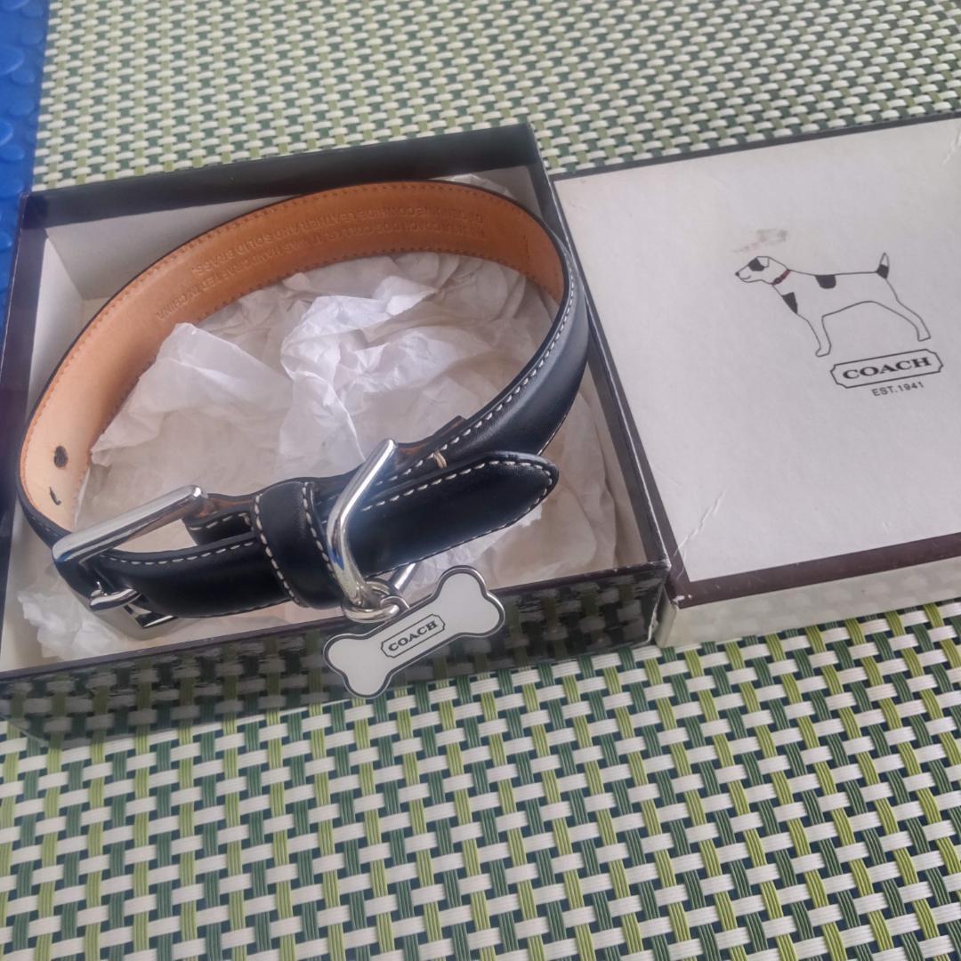 【犬用品】コーチ COACH 黒 レザー首輪S