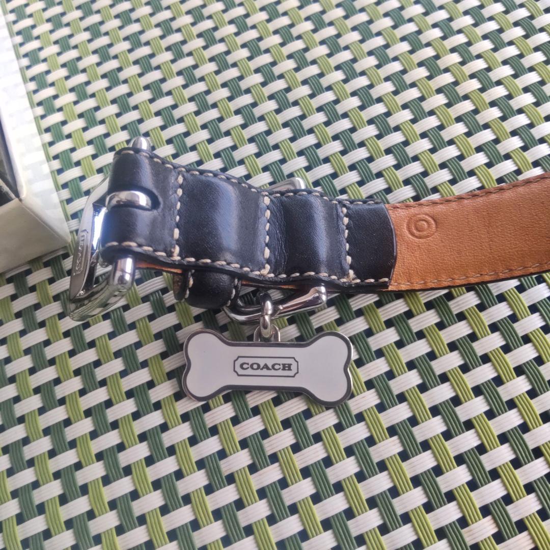 【犬用品】コーチ COACH 黒 レザー首輪S