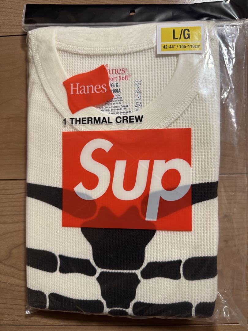 L 白Supreme x Hanes Bones Thermal Crew
