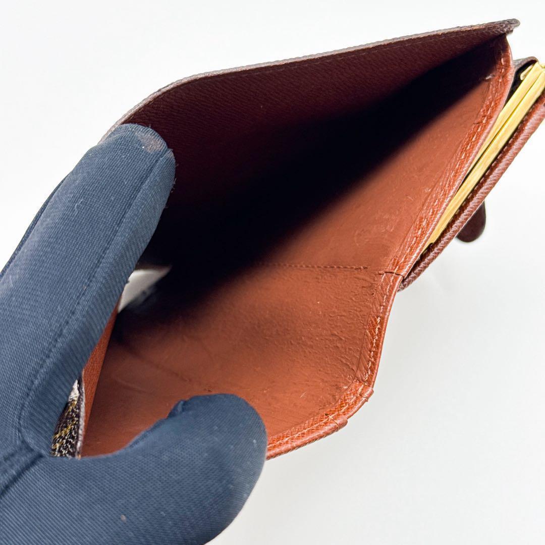 ルイヴィトン モノグラム ヴィエノワ 二つ折り 折り財布 がま口 ブラウン 茶色