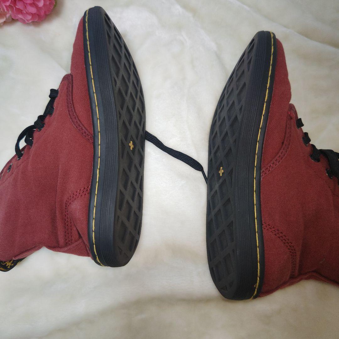 【オシャレ☆人気☆Dr.Martens】えんじ　布地　ハイカットスニーカー　37 オシャレ☆人気☆Dr.Martens】えんじ 布地 ハイカットスニーカー