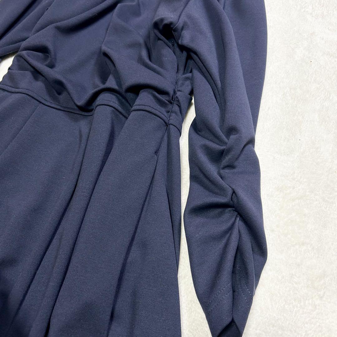 ♦︎美品♦︎ランバンオンブルー　カシュクールカットソーワンピース　ギャザー　ネイビー