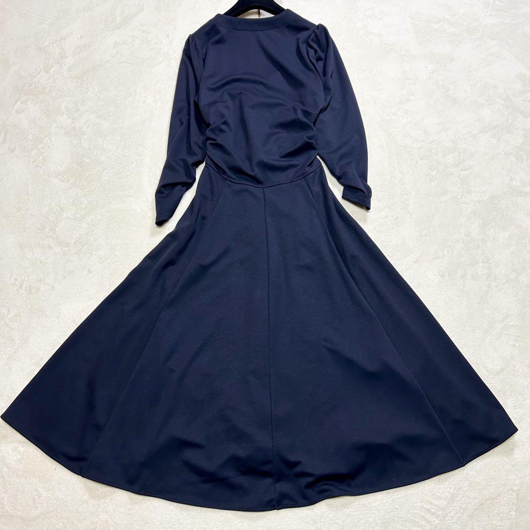 ♦︎美品♦︎ランバンオンブルー　カシュクールカットソーワンピース　ギャザー　ネイビー