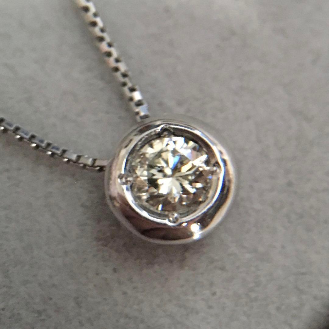 Pt900 0.20 ct ダイヤモンド ネックレス 伏せ込み ベゼル 覆輪