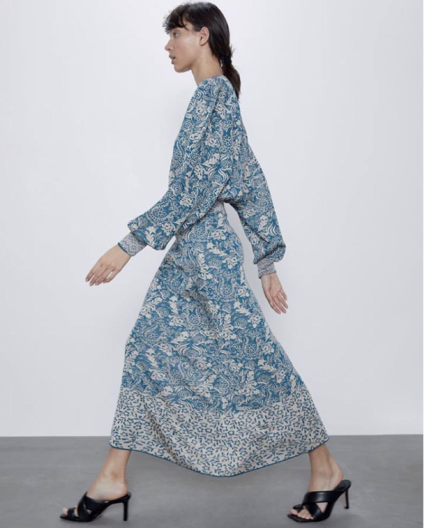 新品☆ZARA ザラ バルーン裾ワンピース S blue 新品☆ZARA ザラ バルーンスリーブワンピース L BLUE