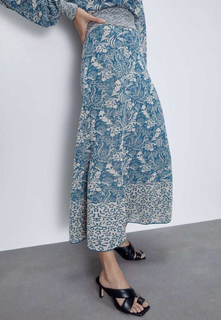 新品☆ZARA ザラ バルーンスリーブワンピース L blue - メルカリ