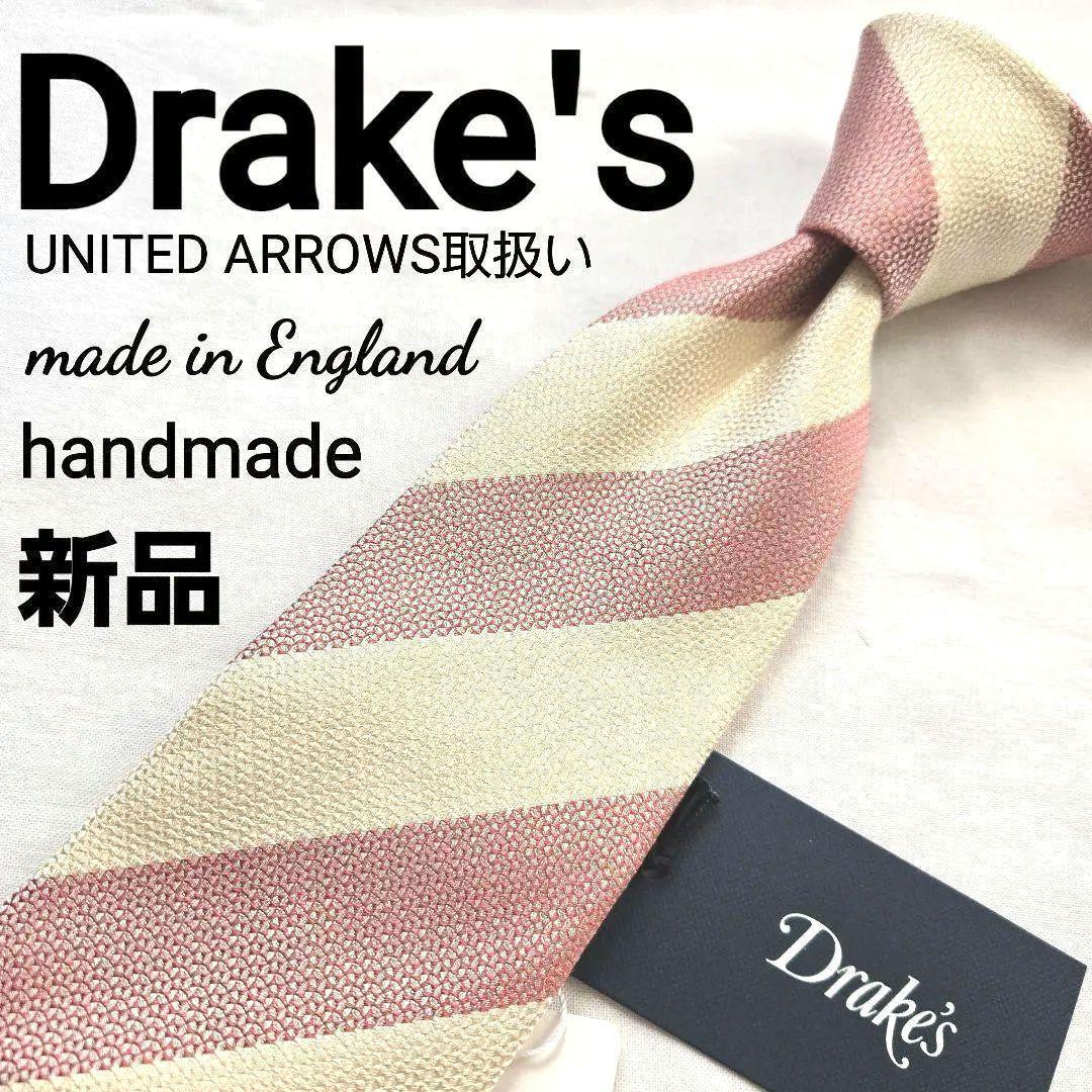 Drake's ネクタイ 新品、未使用 新品 未使用 Drakes ドレイクス ネクタイ ピンク ホワイト