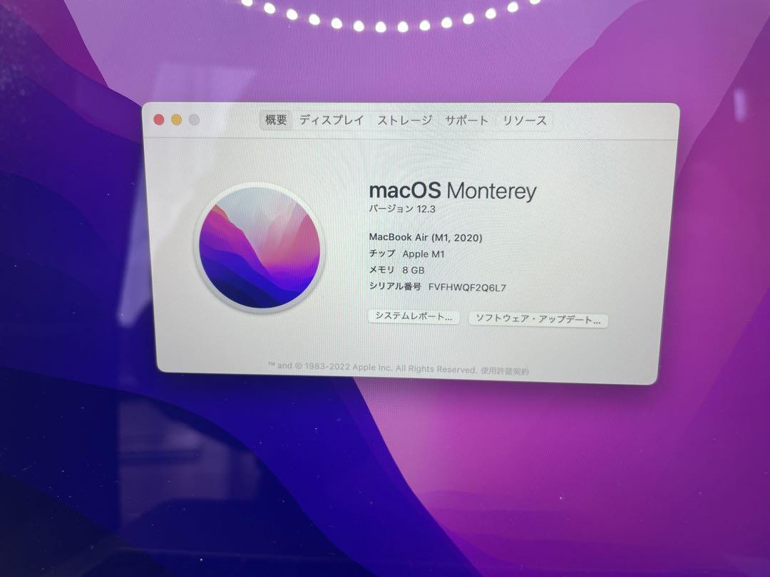 【バッテリー100%】 Apple MacBook Air M1 #mon174