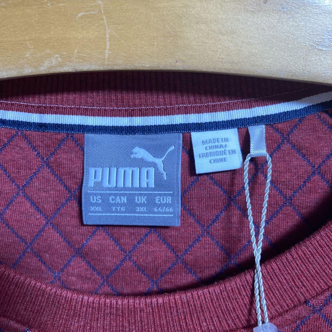 独特な PUMA Quilted sweat プーマ スウェット レッド XXL トップス