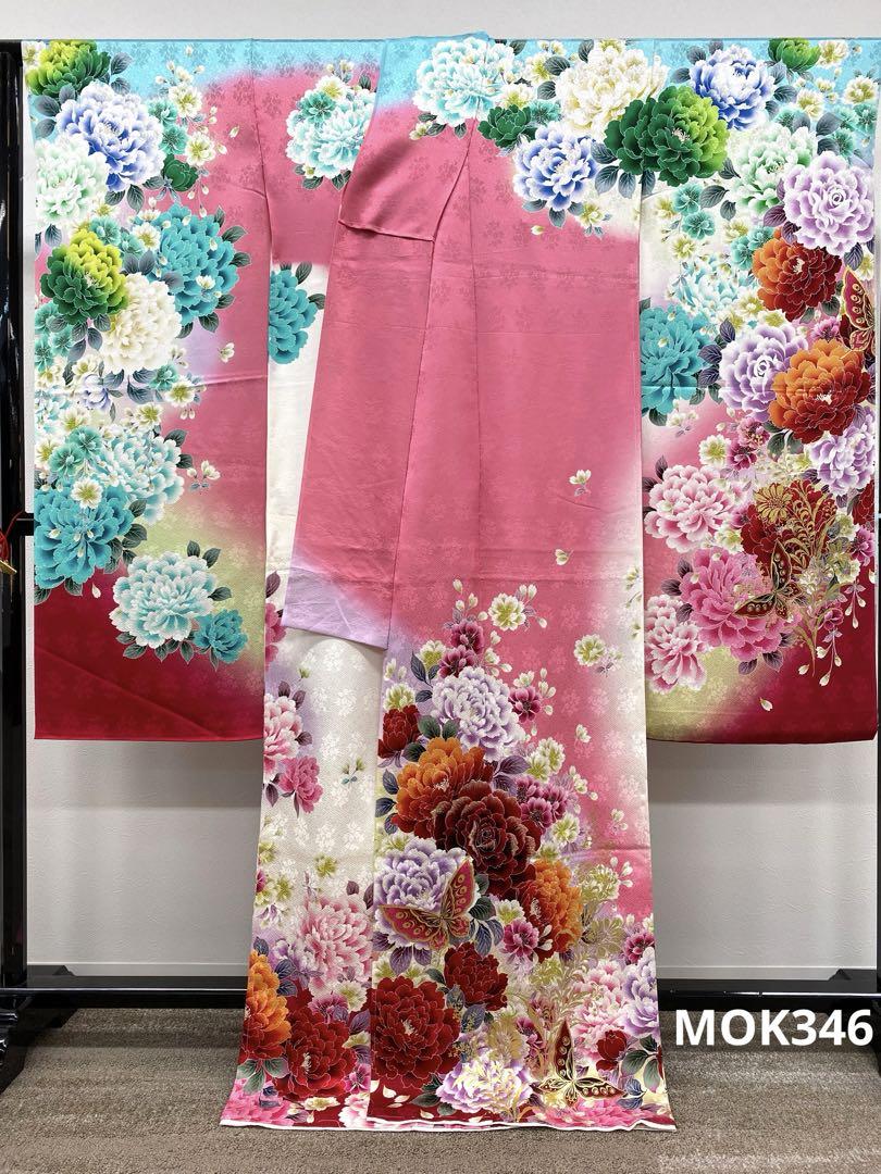 振袖 仮絵羽 ラメ刺繍 金彩 紋意匠 正絹 未仕立て品 八掛付き