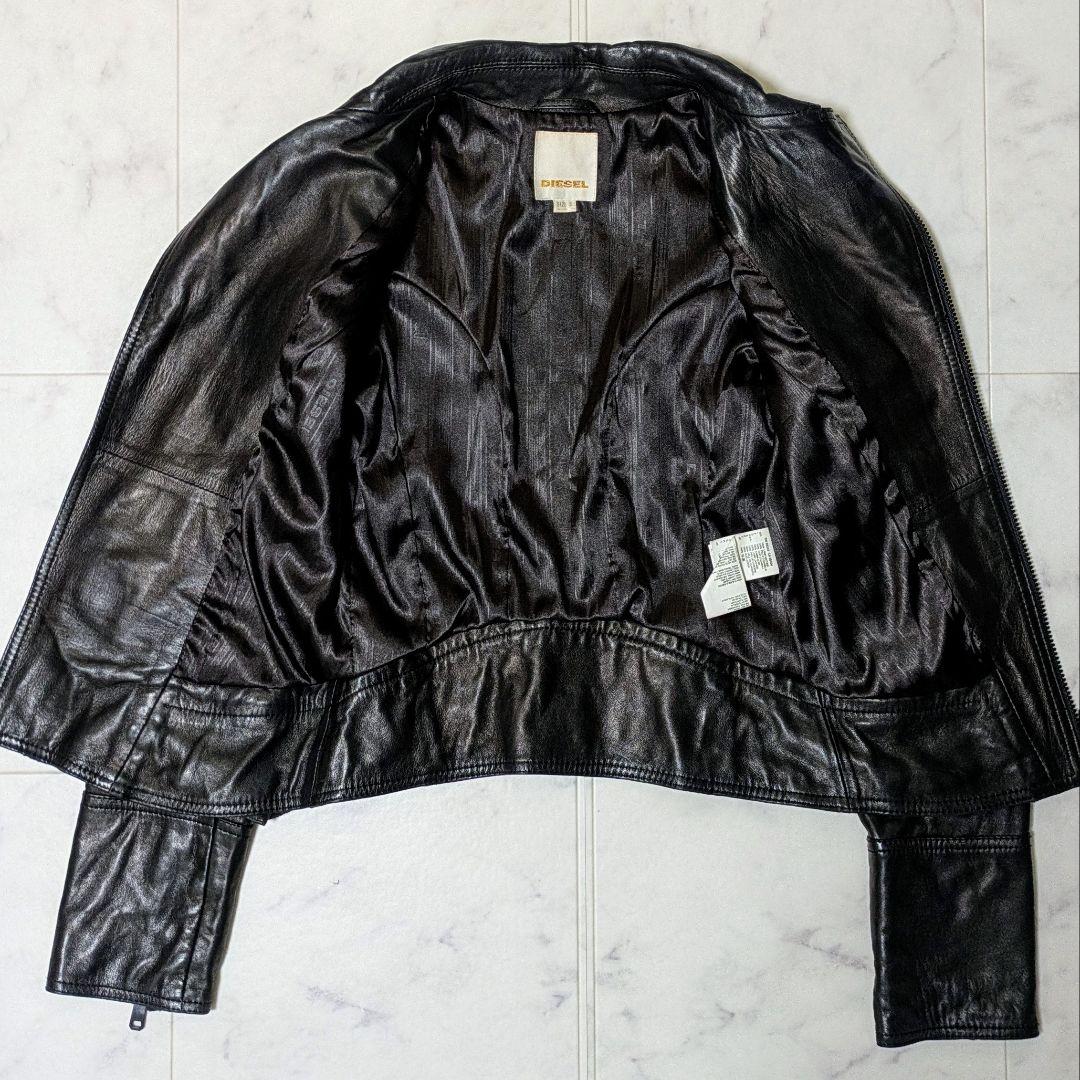 美品】ディーゼル 羊革 ダブルライダースジャケット 黒 - メルカリ