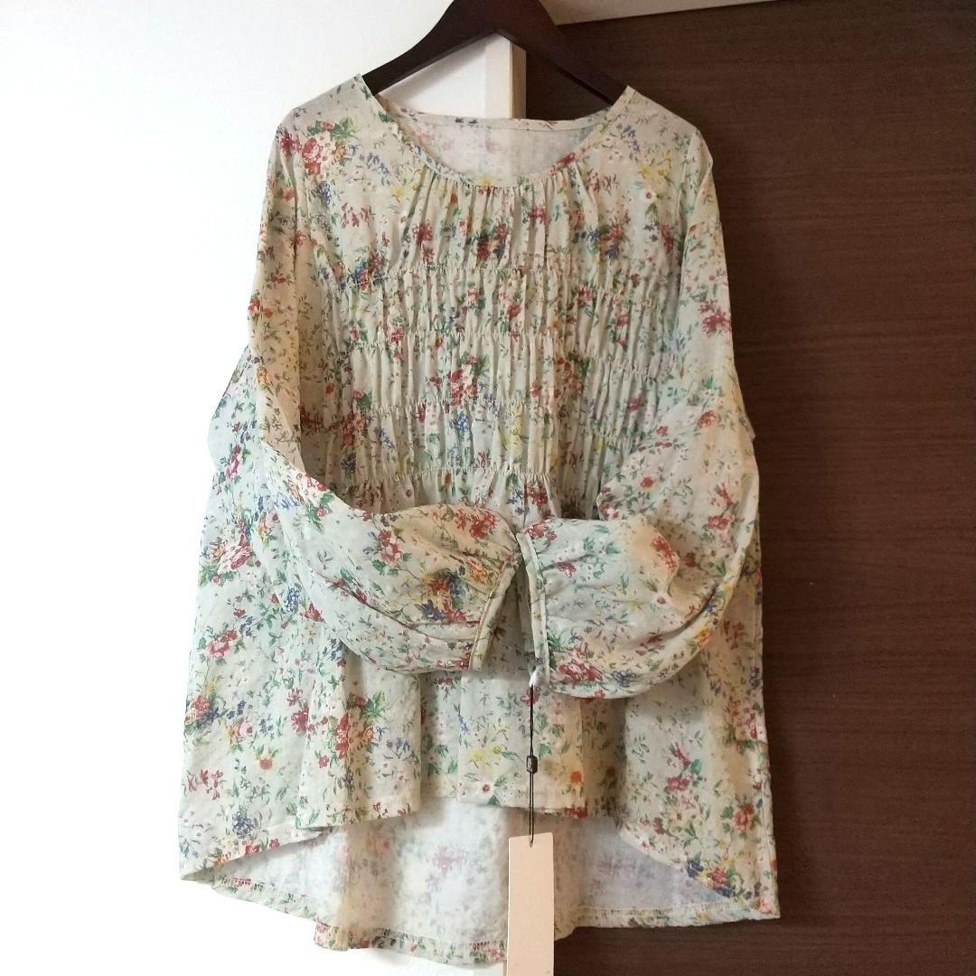 新品 チュニック ワンピース 花柄 大きいサイズ l ll 綿