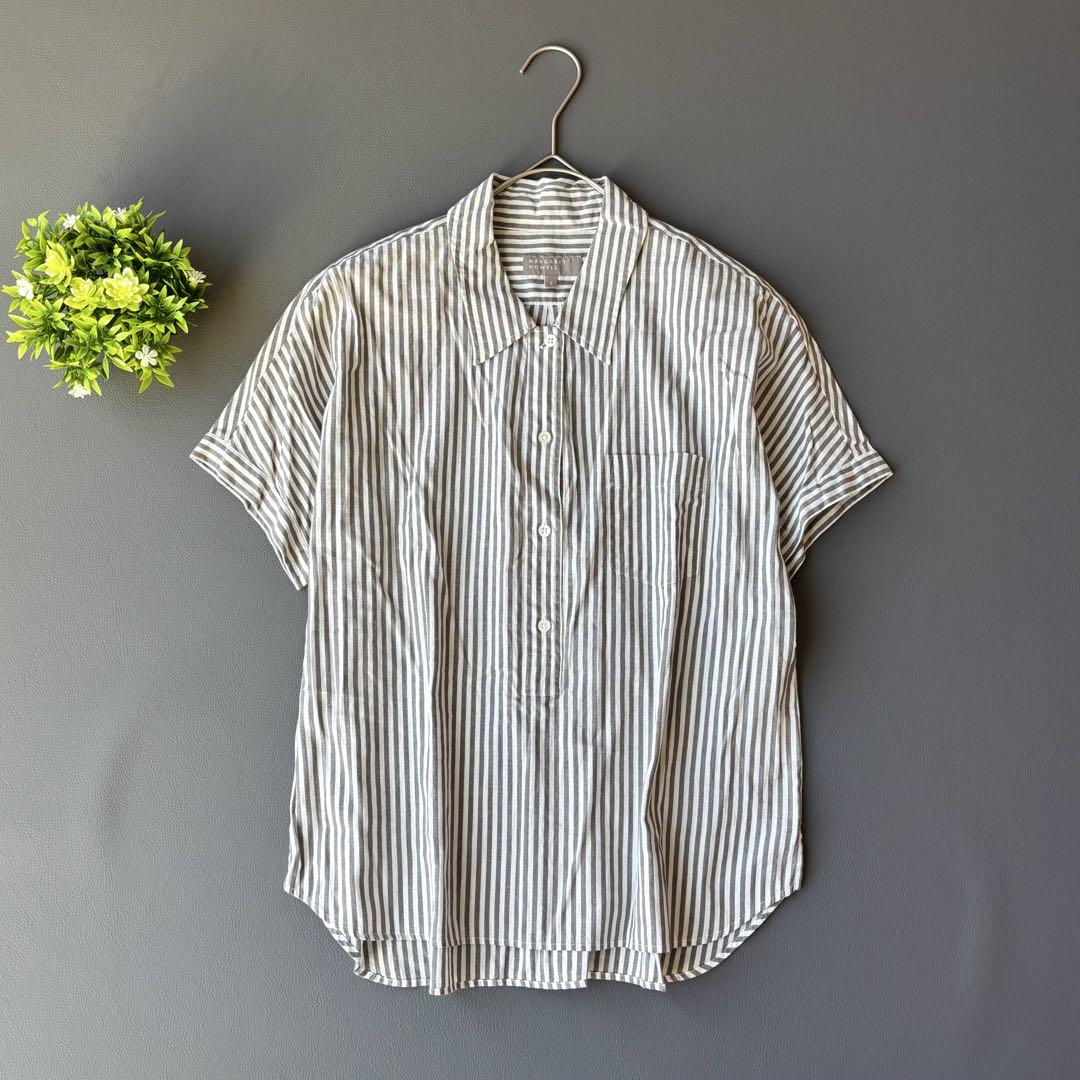 MARGARET HOWELL ストライプ 半袖Tシャツちぃこ MARGARET HOWELL 半袖シャツ プルオーバー コットン ストライプ