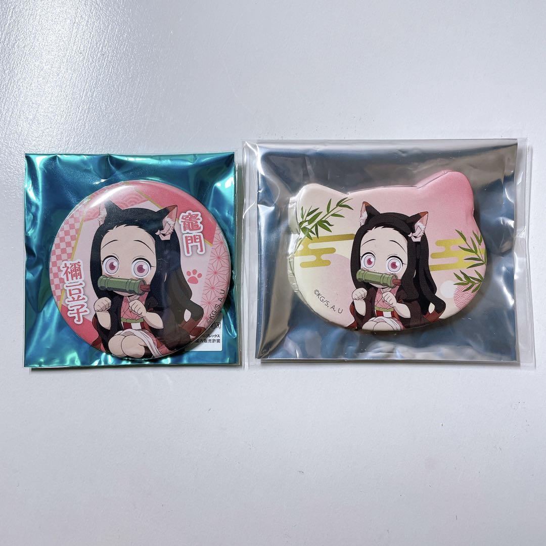 鬼滅の刃　竈門禰豆子　ナンジャタウン　ねこ型缶バッジ　ねずこ 鬼滅の刃 竈門禰豆子 ナンジャタウン ねこ型缶バッジ ねずこ