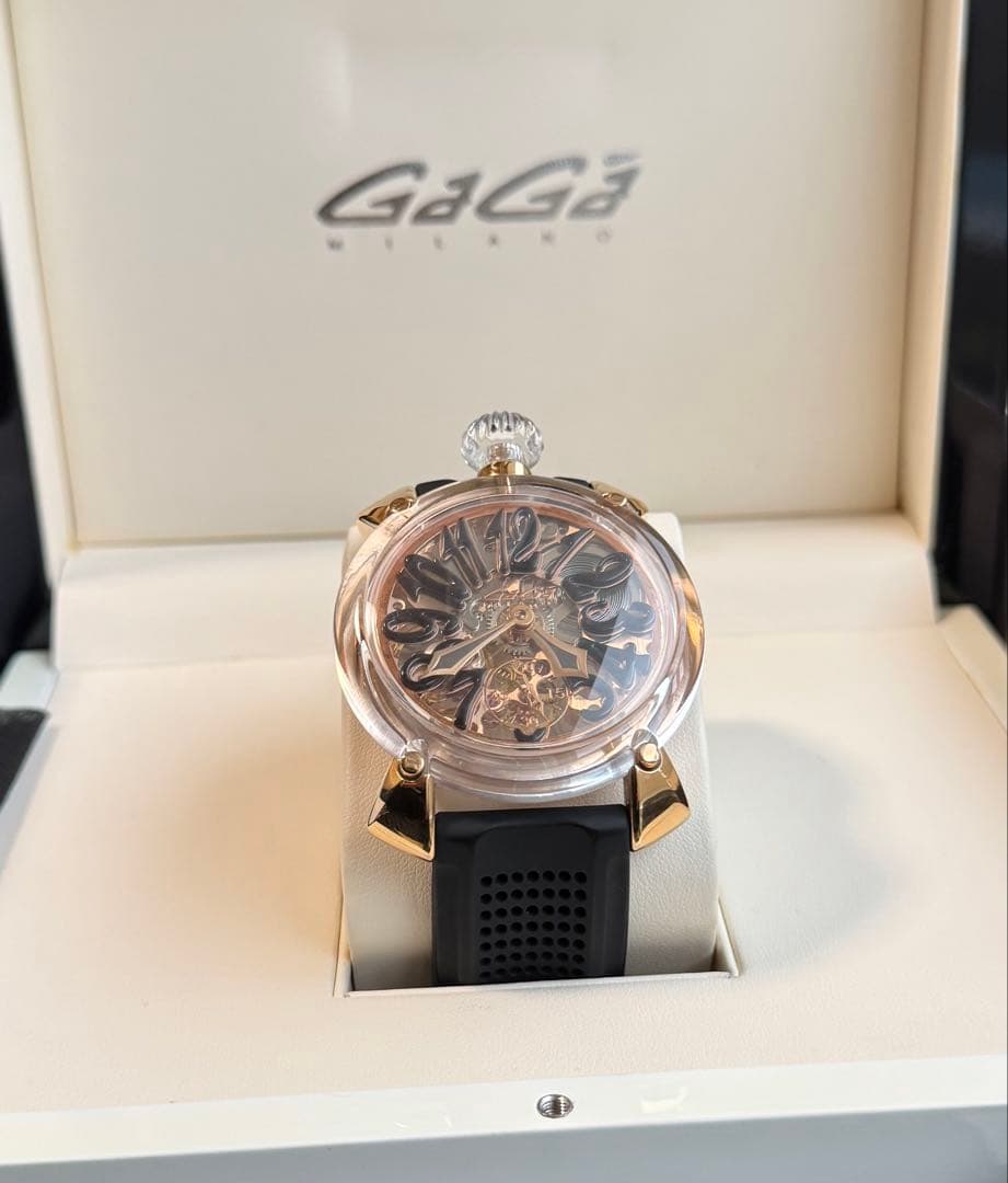 新品同様 GaGa MILANO 自動巻き時計 ローズゴールド