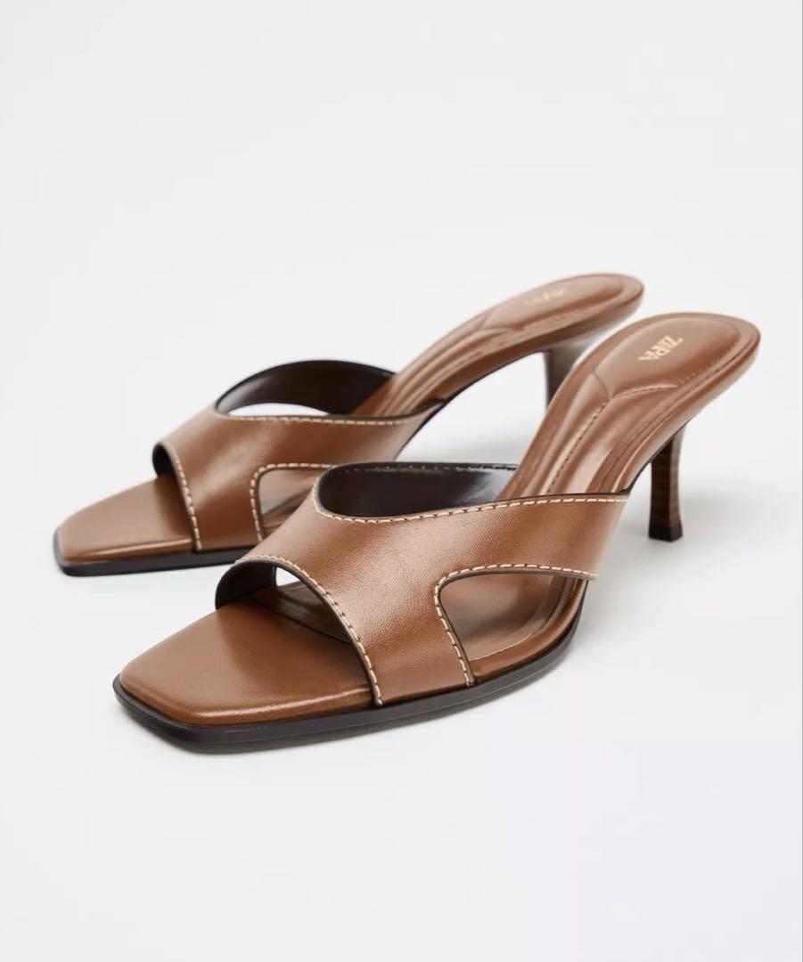 ☆ドイツ発*ZARA*新作*本革細ストラップサンダル/DR☆ 25.5cm ZARA(ザラ) サンダル(メンズ) - 海外通販のBUYMA