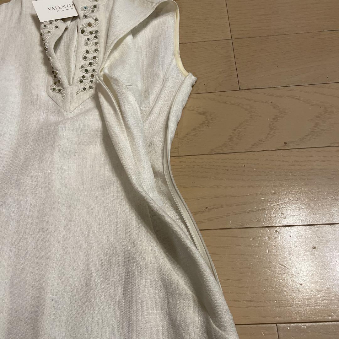 VALENTINO ROMAビジューノースリーブワンピース アイボリー 40/6
