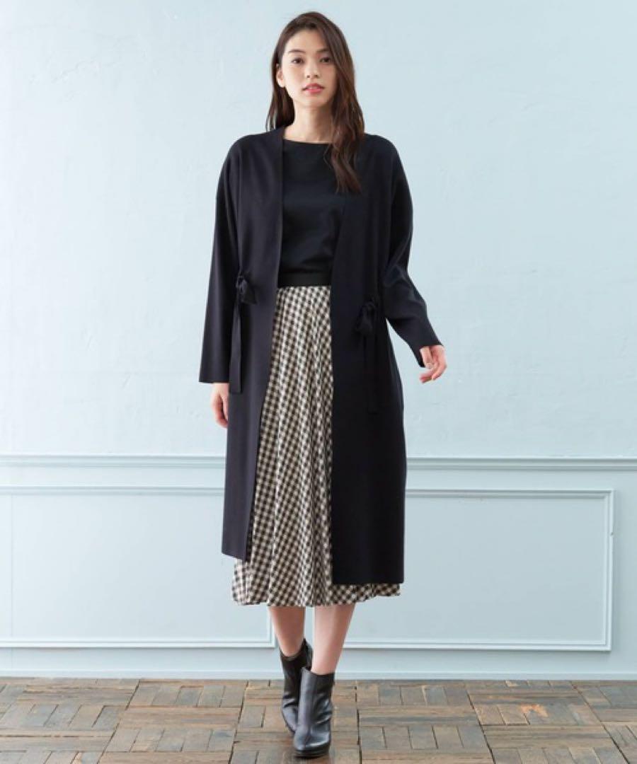 美品【ANAYI】レーヨンポリエステルギャザーカーディガン