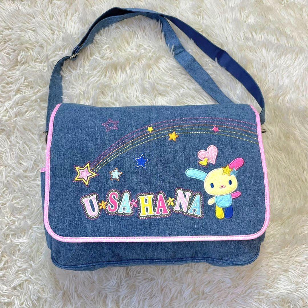 ウサハナ　サンリオ　3way リュック　バッグ　ショルダー　デニム　アップリケ