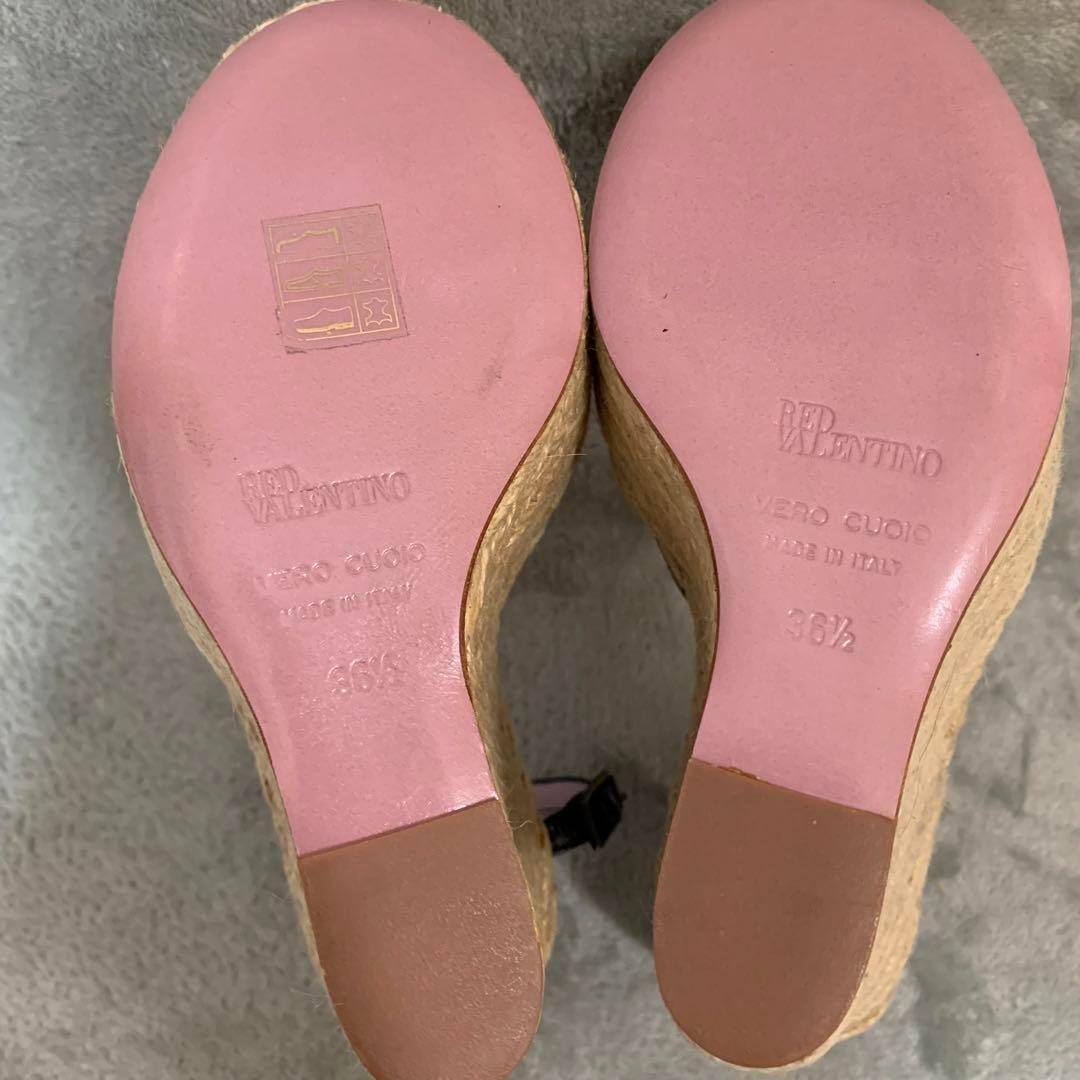 ヴァレンティノレッド サンダル パンプス 靴 36 1/2 黒 厚底 ピンク