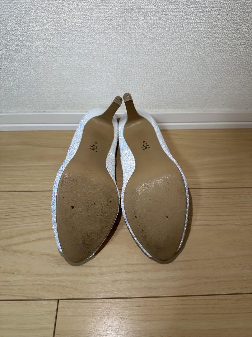 Dianaグリッターオープントゥパンプス　ウェディングシューズ