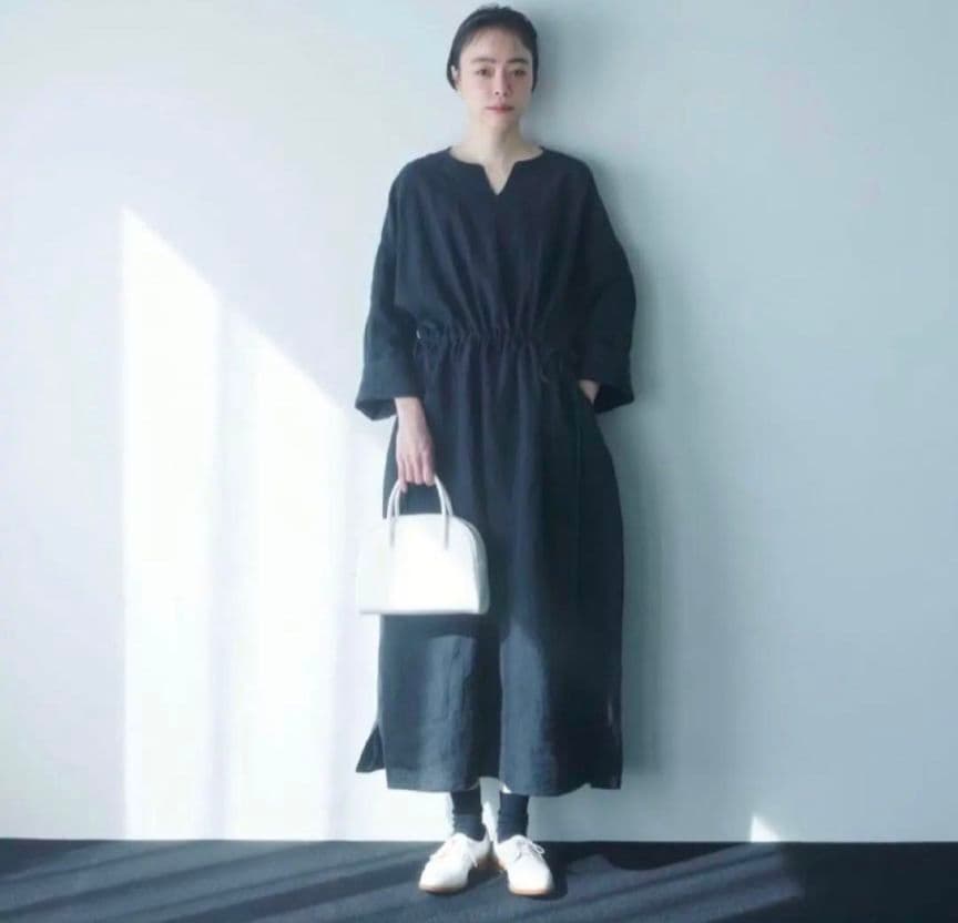 cacco ブラックリネン ワンピース