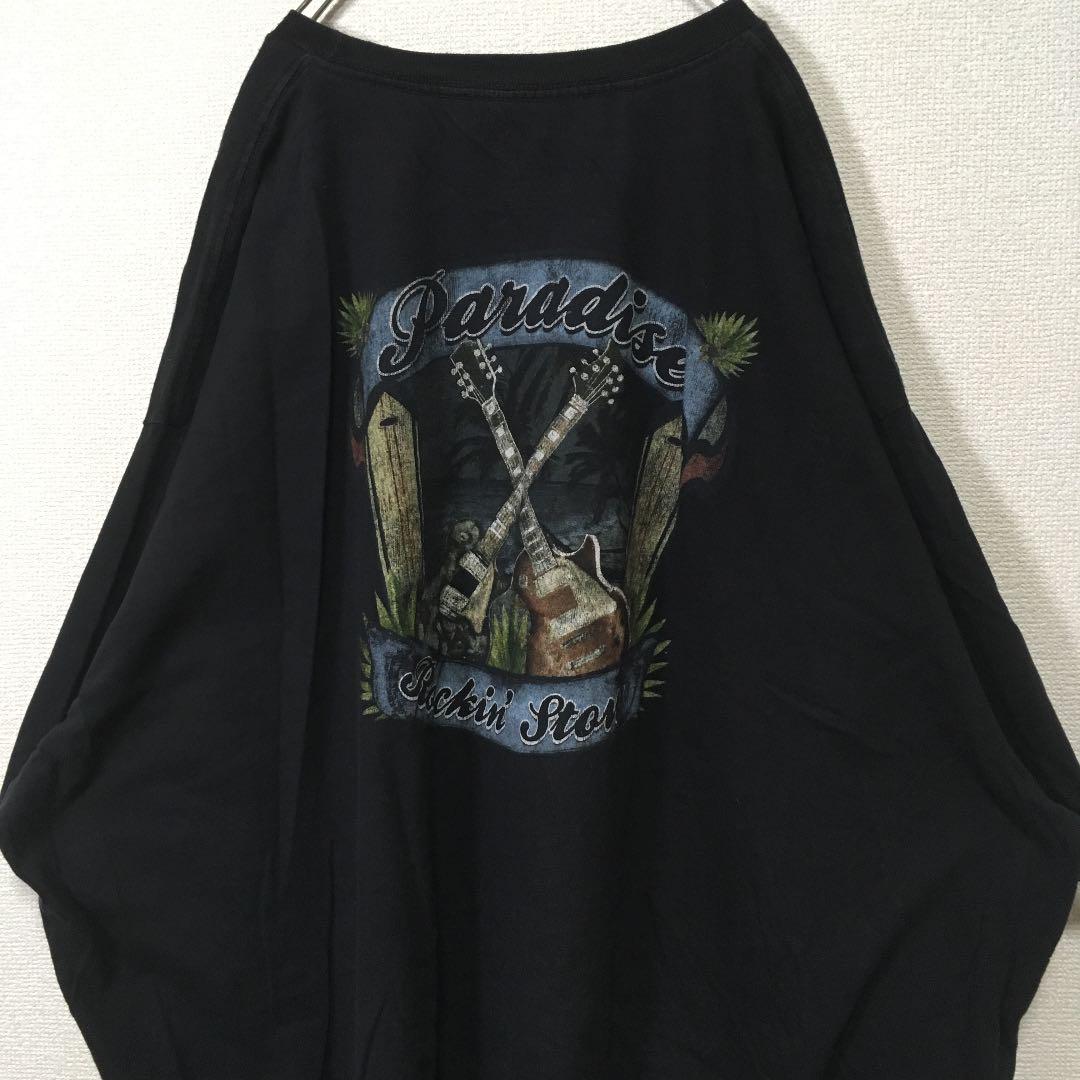 アメリカ古着 ビール お酒とギター ビックプリント Tシャツ 3XL ゆるだぼ