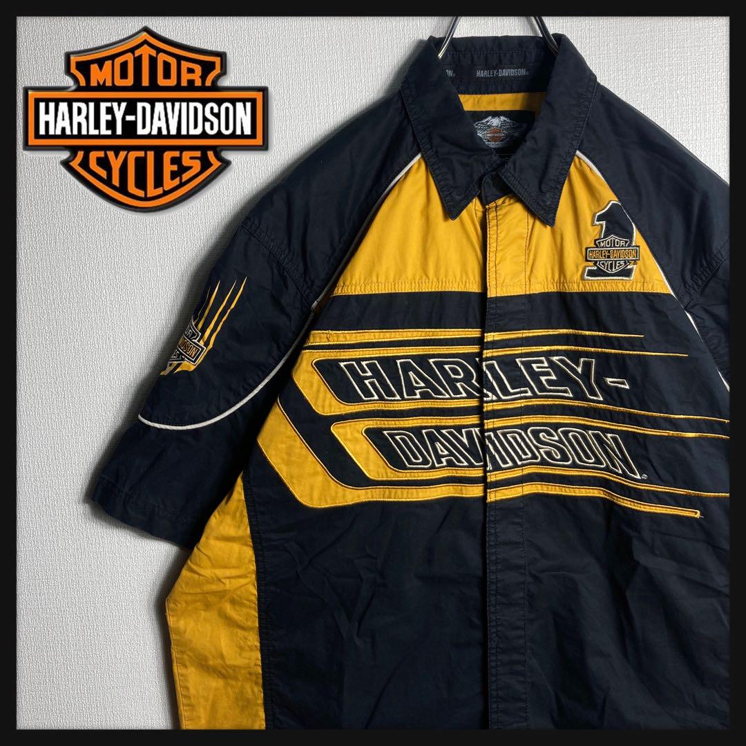 【人気】ハーレーダビットソン 刺繍ロゴ 半袖ワークシャツ ハーレーダビッドソン HARLEY DAVIDSON 刺繍ロゴ 半袖ワーク