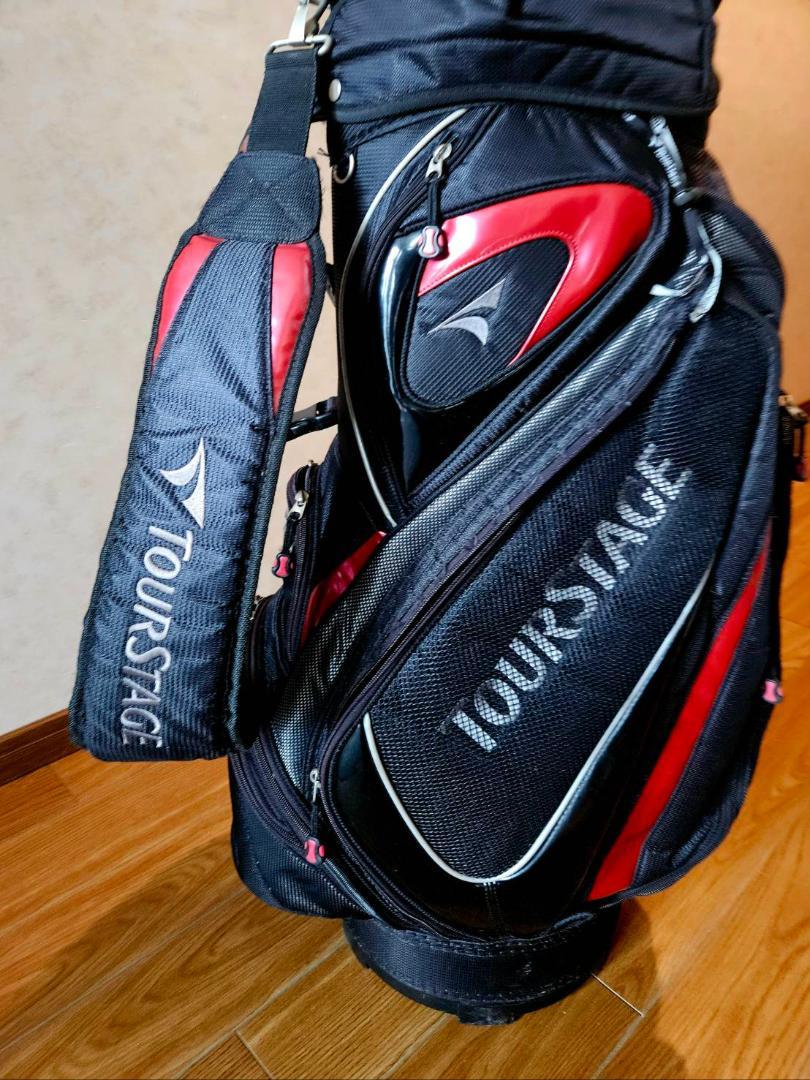 送料無料/超美品 絶対！ TourStag高級キャディーバッグBＫxRED