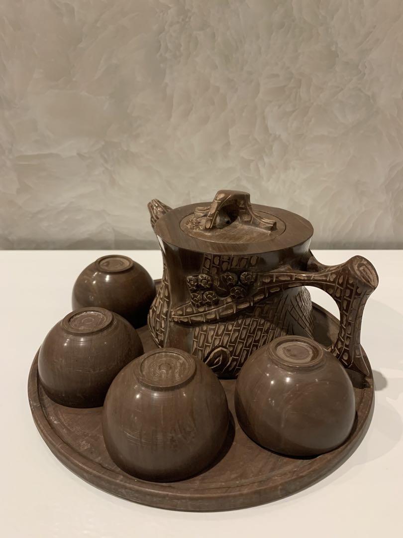 中国茶器　木魚　セット　湯呑み　急須　アンティーク　コレクション