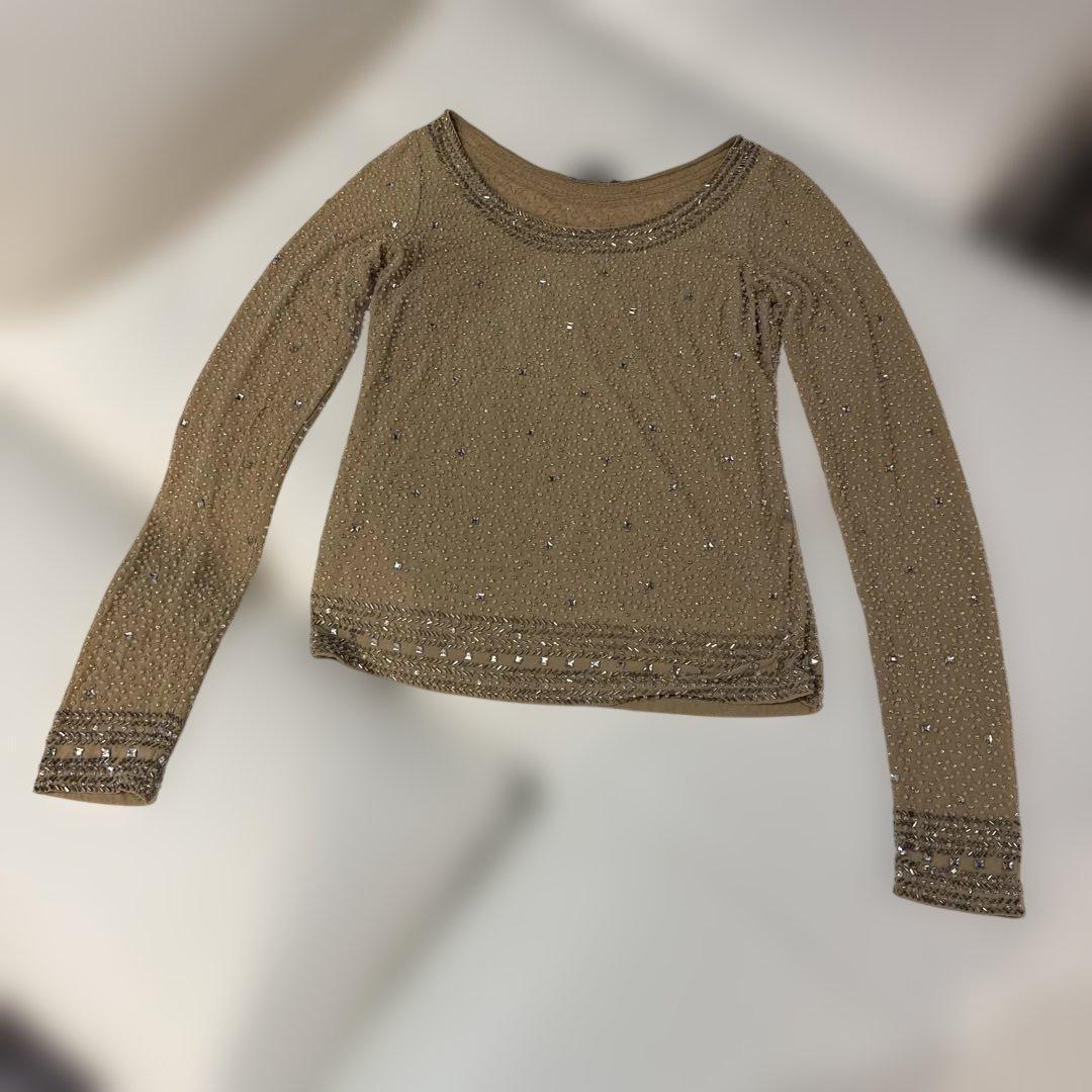KRIZIA ビーズ装飾 ベージュ トップス 42L KRIZIA