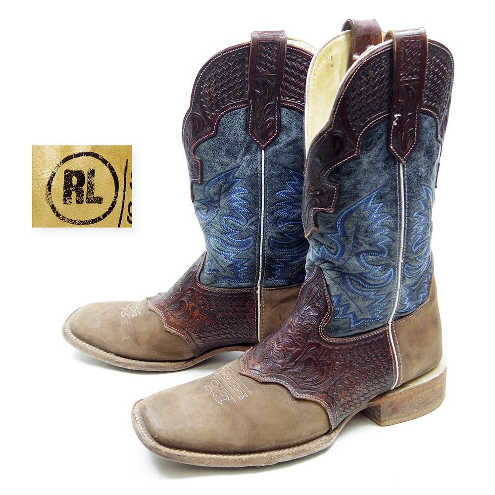9.5D表記 27.5cm相当 Rockin Leather ウエスタンブーツ 靴